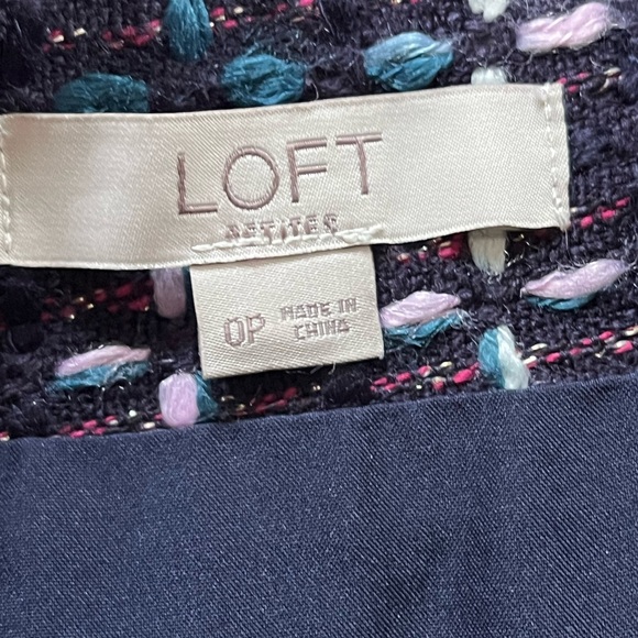 LOFT Petite Tweed Mini Skirt Multicolor Navy Pockets Lined 489329 Size 0 Petite - Picture 8 of 13